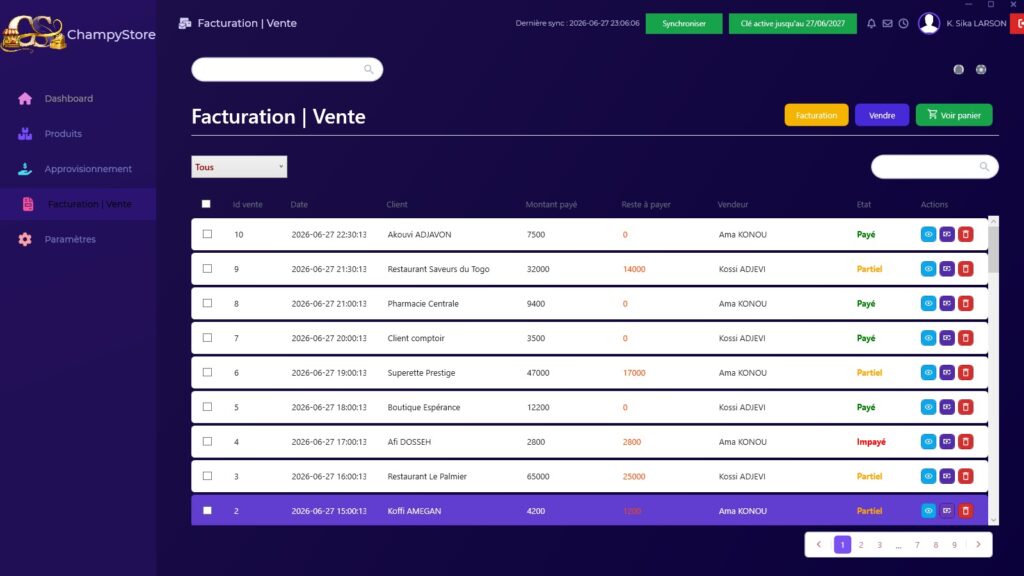 Gestion des factures, paiements complémentaires et mises à jour csscreenshot (16)